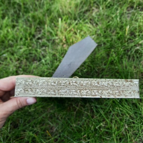 Vintage Handmade Dried Floral and Faux Floral Gold Metal Framed Art - Picture 5 of 9